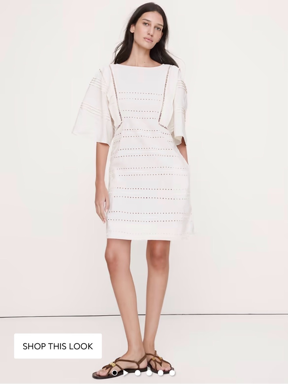 Banana Republic Tencel Linen Eyelet Shift Dress